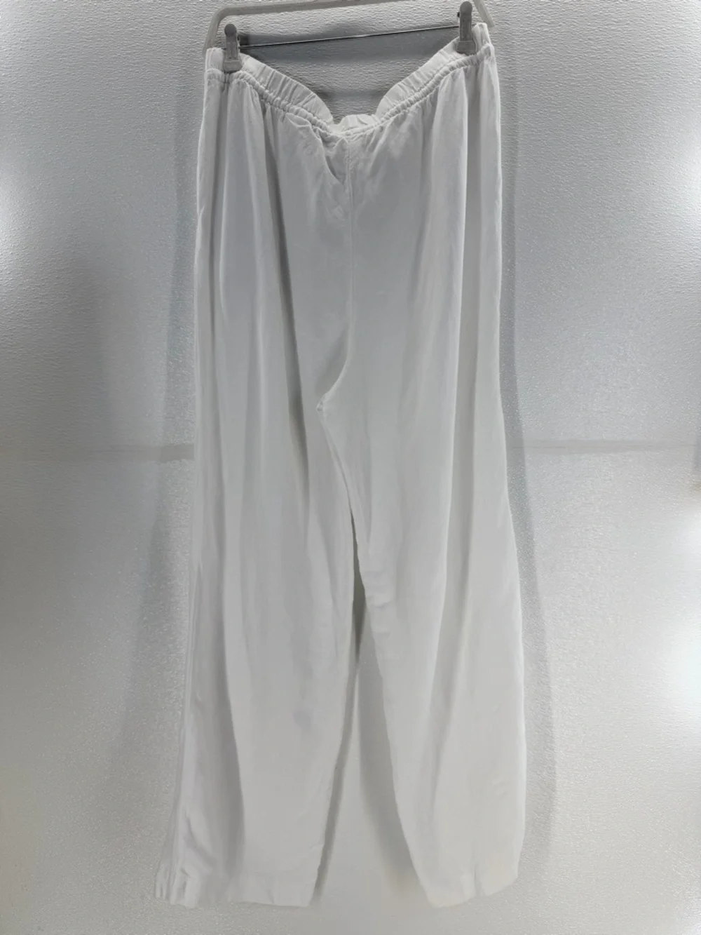 H&M Linen Blend White Wide Leg Pants Elastic Waist Size L